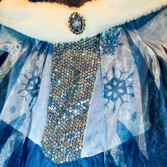 ❄️ [KIDS 6-8Y]  H&M x DISNEY Frozen Elsa Princess Snowflake Costume Fur Dress ❄️ - Picture 4 of 9